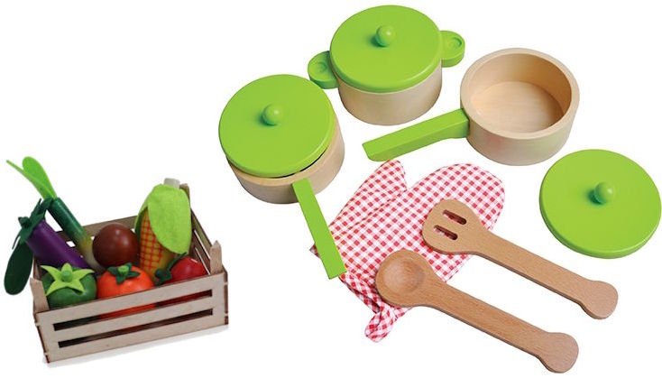 Grün Holz Topf aus Holz mit Früchten für Kindern